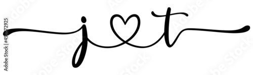 jt, tj, letters with heart Monogram, monogram wedding logo. Love icon, couples Initials, lower case, connecting HEART, home decor,