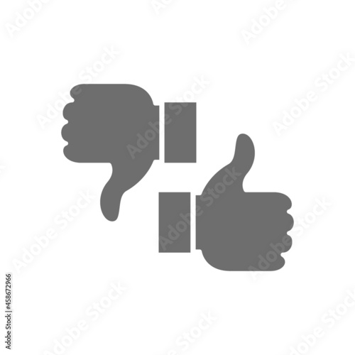 Like, dislike, thumbs up and down, feedback grey icon.