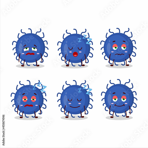 Cartoon character of substance virus with sleepy expression