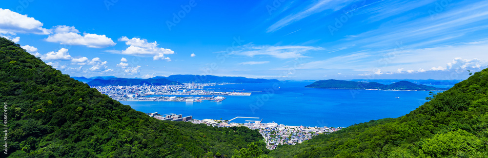 Naklejka premium 高松市 香川県 ハイアングル 【 屋島 からの パノラマビュー 】 
