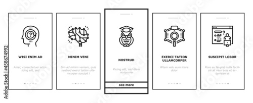 Knowledge And Mind Intelligence Onboarding Mobile App Page Screen Vector. World Knowledge And University Diploma, Asking Question For Solve Problem And Intelligent Talking Illustrations