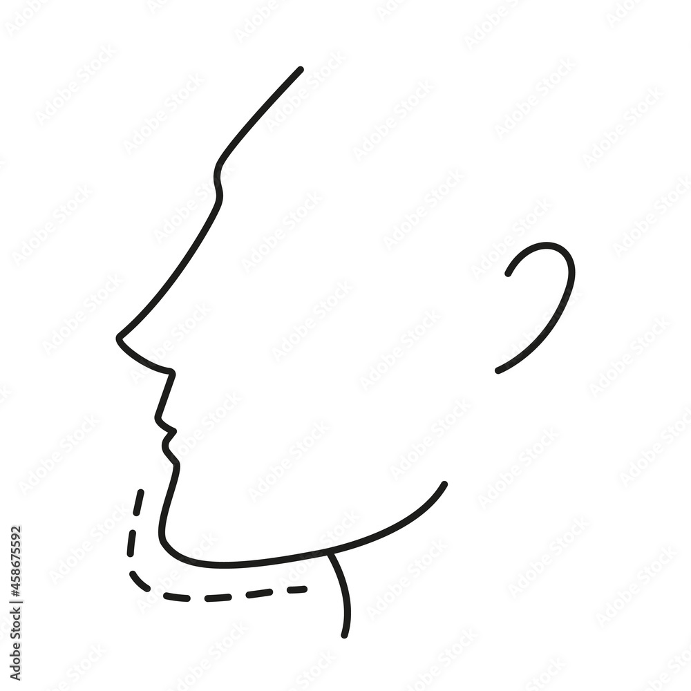 Plastic Surgery. Woman faceVector Illustration and icon. Jaw or chin Plastic Surgery. Woman faceVector Illustration and icon. Jaw or chin
