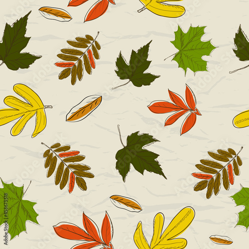 Seamless texture with autumn pattern from my collection of posters and seamless textures. Vector illustration