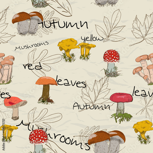 Seamless texture with autumn pattern from my collection of posters and seamless textures. Vector illustration