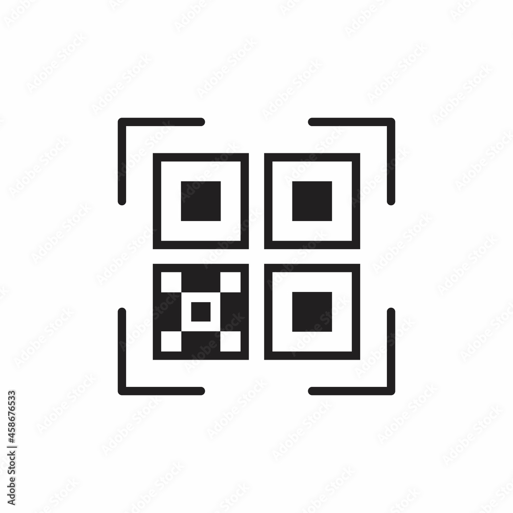 QR code icon. Stroke outline style QR code icon. Stroke outline style