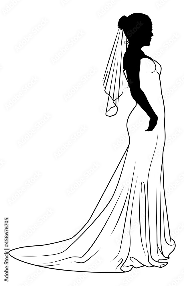 Bride Bridal Wedding Dress Silhouette Woman Design Bride Bridal Wedding Dress Silhouette Woman Design
