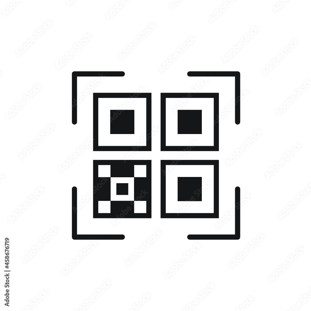 QR code icon. Stroke outline style QR code icon. Stroke outline style