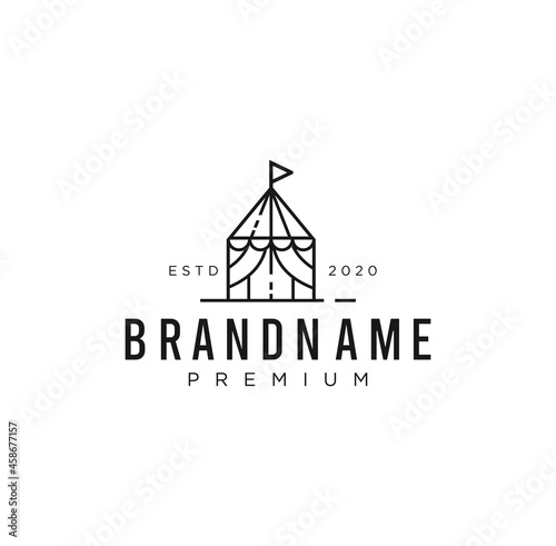 Party Rental Tent Event Logo Design Stock Vector black silhouette illustration. Wedding Tent Entertainment Logo Stock Template