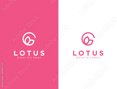 Minimalist lotus logo line art style. flower design beauty spa fashion line art monogram shape golden logo design icon 