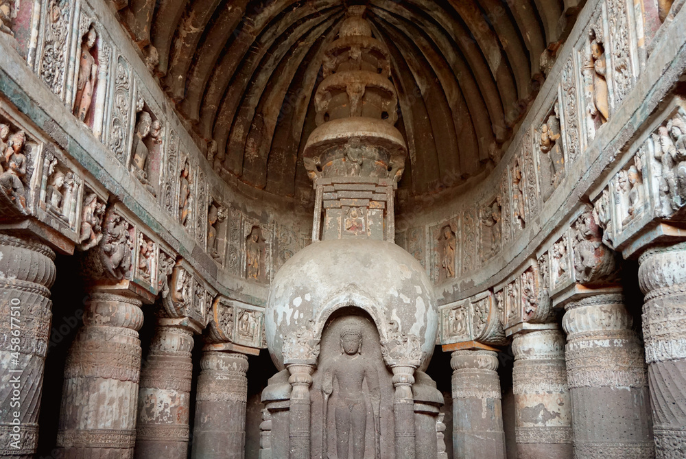 Buddhist rock cut Caves in Ajanta monuments dating from the 2nd century