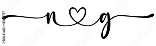 ng, gn, letters with heart Monogram, monogram wedding logo. Love icon, couples Initials, lower case, connecting HEART, home decor,