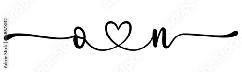 on, no, letters with heart Monogram, monogram wedding logo. Love icon, couples Initials, lower case, connecting HEART, home decor,
