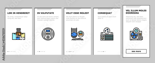 Conditioning System Electronics Onboarding Mobile App Page Screen Vector. Conditioning System Repair And Purification Service, Maintenance And Filtration, Installation And Replacement Illustrations