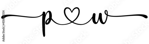 pw, wp, letters with heart Monogram, monogram wedding logo. Love icon, couples Initials, lower case, connecting HEART, home decor,