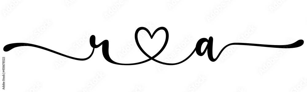 ra, ar, letters with heart Monogram, monogram wedding logo. Love icon, couples Initials, lower case, connecting HEART, home decor,