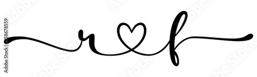 rf, fr, letters with heart Monogram, monogram wedding logo. Love icon, couples Initials, lower case, connecting HEART, home decor,