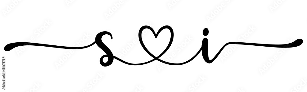 Fototapeta premium si, is, letters with heart Monogram, monogram wedding logo. Love icon, couples Initials, lower case, connecting HEART, home decor,