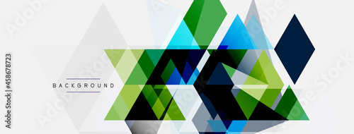 Color triangles composition, geometric abstract background. Techno or business concept, pattern for wallpaper, banner, background, landing page