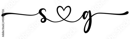 sg, gs, letters with heart Monogram, monogram wedding logo. Love icon, couples Initials, lower case, connecting HEART, home decor,