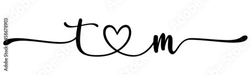 tm, mt, letters with heart Monogram, monogram wedding logo. Love icon, couples Initials, lower case, connecting HEART, home decor,