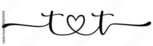 tt, tt, letters with heart Monogram, monogram wedding logo. Love icon, couples Initials, lower case, connecting HEART, home decor,