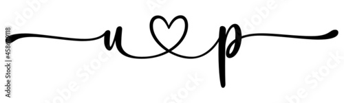 up, pu, letters with heart Monogram, monogram wedding logo. Love icon, couples Initials, lower case, connecting HEART, home decor,