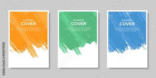 Set of business vertical cover background with watercolors splash. Vector illustration.