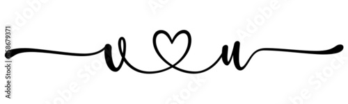 vu, uv, letters with heart Monogram, monogram wedding logo. Love icon, couples Initials, lower case, connecting HEART, home decor,