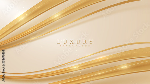 Golden curve line, luxury background, Modern cover design. invitation card template concept. Vector illustration.