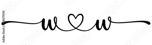 ww, ww, letters with heart Monogram, monogram wedding logo. Love icon, couples Initials, lower case, connecting HEART, home decor,