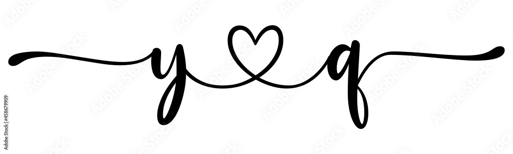 Fototapeta premium yq, qy, letters with heart Monogram, monogram wedding logo. Love icon, couples Initials, lower case, connecting HEART, home decor,