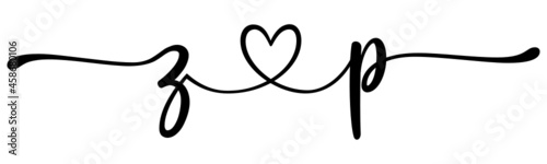 zp, pz, letters with heart Monogram, monogram wedding logo. Love icon, couples Initials, lower case, connecting HEART, home decor,