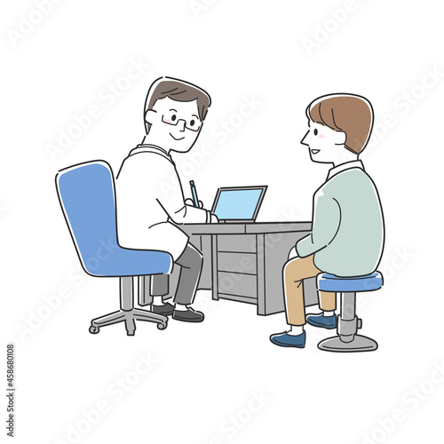 医師の診察を受ける男性