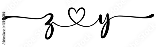 zy, yz, letters with heart Monogram, monogram wedding logo. Love icon, couples Initials, lower case, connecting HEART, home decor,