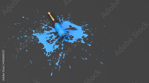 spyglass soiled with blue paint in the form of blots
