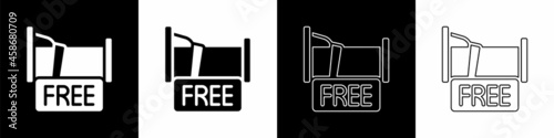 Set Free overnight stay house icon isolated on black and white background. Vector