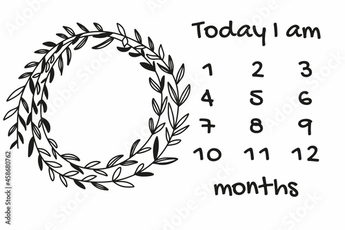 Baby milestone blanket with numbers. Blanket, backdrop for photographing newborns from 1 to 12 months