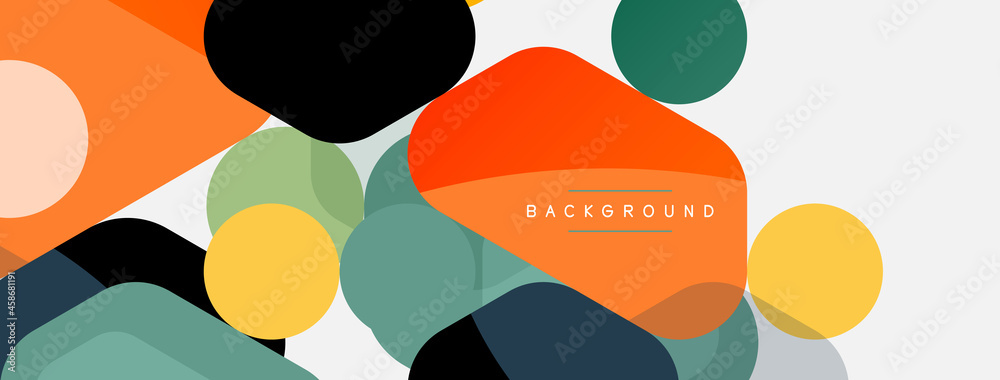 Abstract round geometric shapes and circles background. Trendy techno business template for wallpaper, banner, background or landing Abstract round geometric shapes and circles background. Trendy techno business template for wallpaper, banner, background or landing