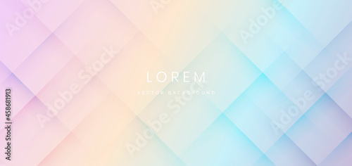 Abstract futuristic geometric shape overlapping on colorful pastel background.