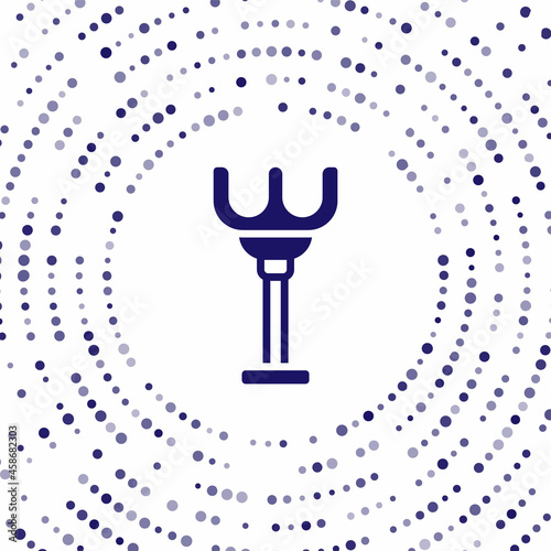 Blue Rake toy icon isolated on white background. Children toy for beach games. Abstract circle random dots. Vector