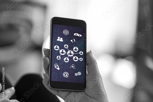 Social network concept on a smartphone