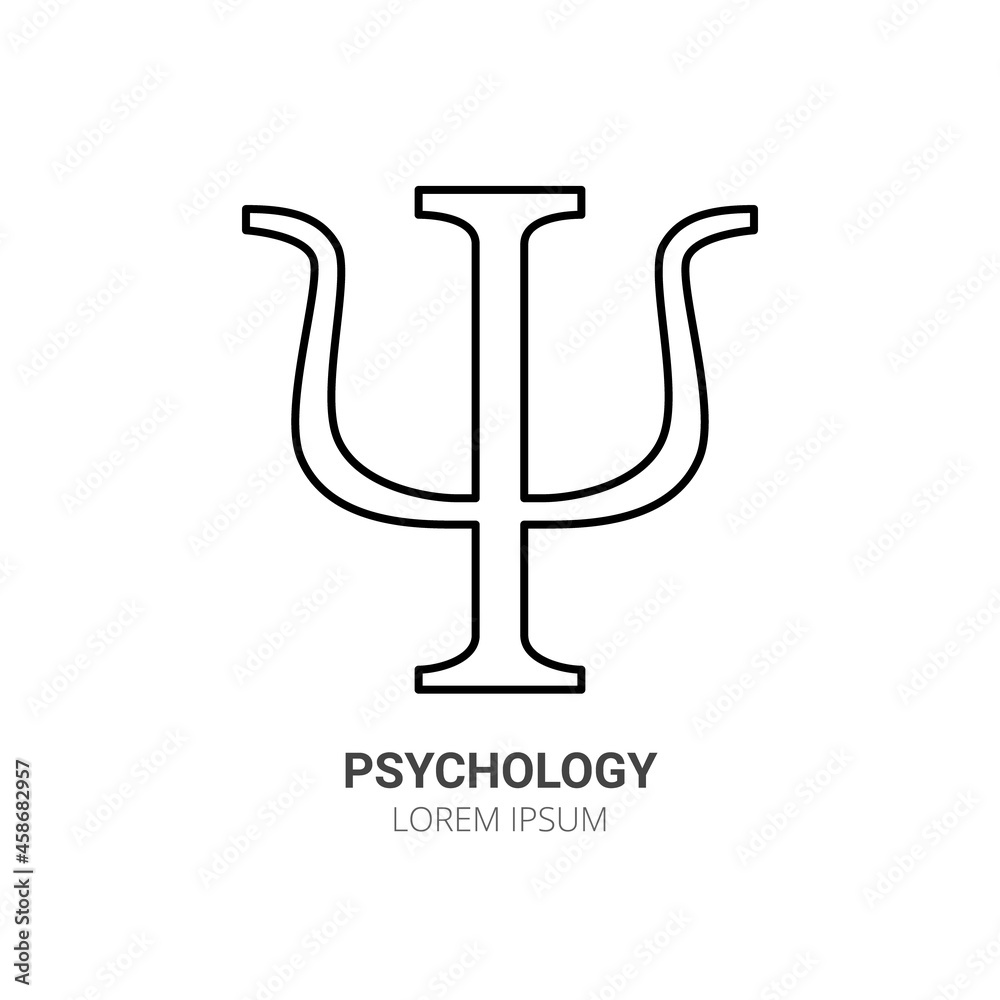 Psychology line icon concept. Letter psi outline stroke element. Psychologist counseling. Editable stroke vector illustration Psychology line icon concept. Letter psi outline stroke element. Psychologist counseling. Editable stroke vector illustration