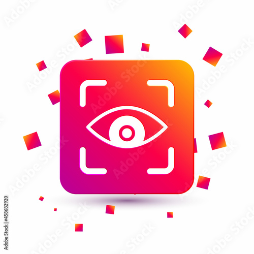 White Eye scan icon isolated on white background. Scanning eye. Security check symbol. Cyber eye sign. Square color button. Vector