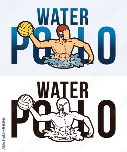 Water Polo Text With Sport Players Graphic Vector