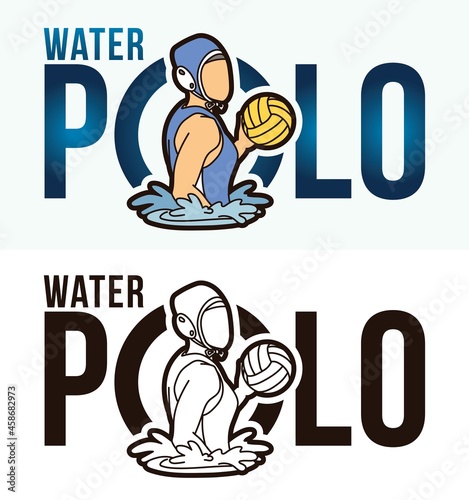 Water Polo Text With Sport Players Graphic Vector
