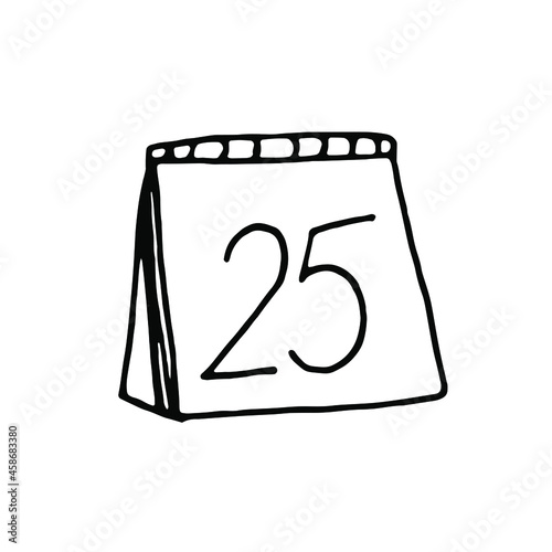 Сalendar.Doodle.Hand drawn lineart illustration.Calendar icon.25.