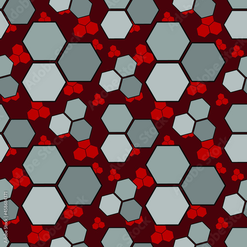 Polygons gray and red  futuristic wallpaper for home  texture for design  seamless pattern  vector illustration