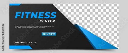 Foto Gym, fitness, and sports horizontal banner template design