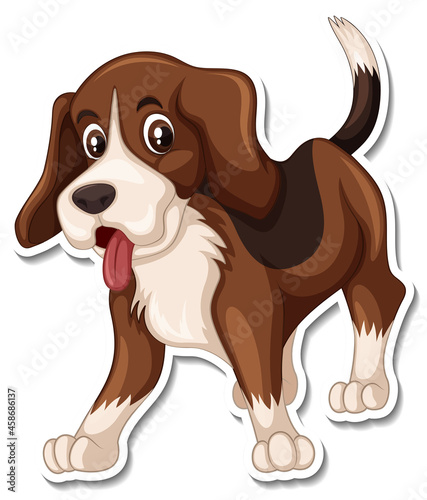 A sticker template of dog cartoon character