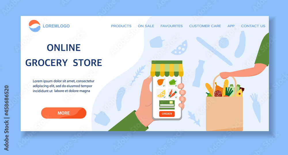 Online Grocery Store Order Shopping Delivery Cell